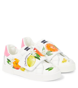 Printed leather sneakers