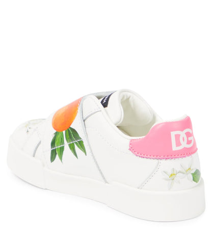 Printed leather sneakers