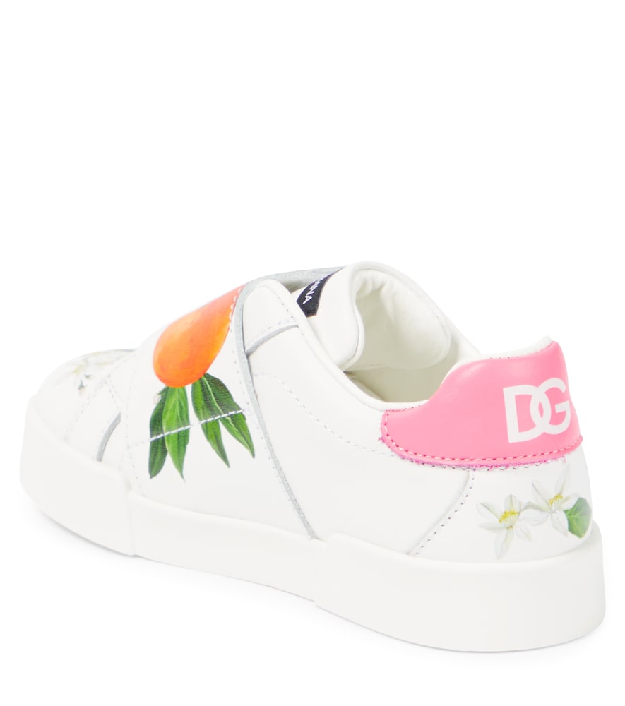 Printed leather sneakers