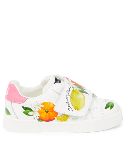 Printed leather sneakers