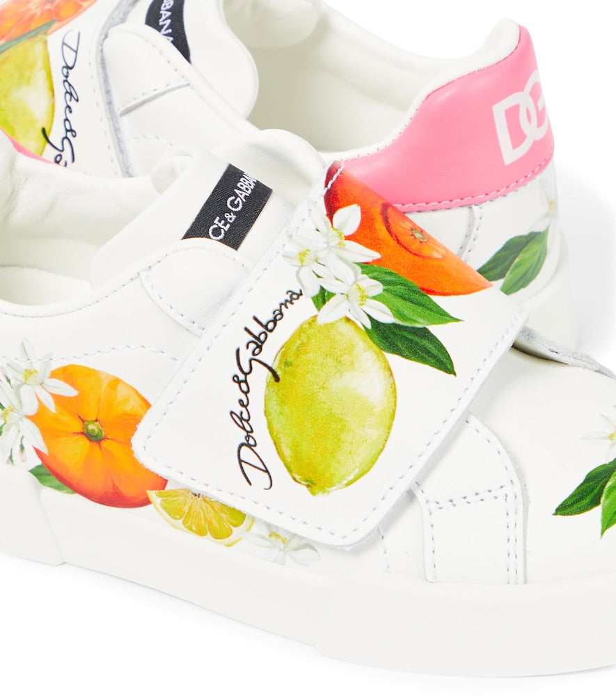 Printed leather sneakers