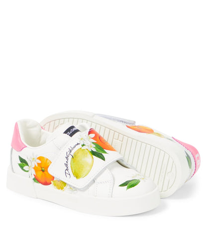 Printed leather sneakers