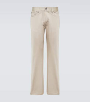 Cotton satin straight pants