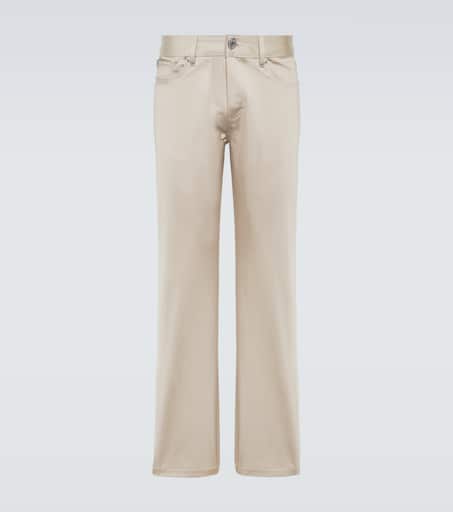 Cotton satin straight pants