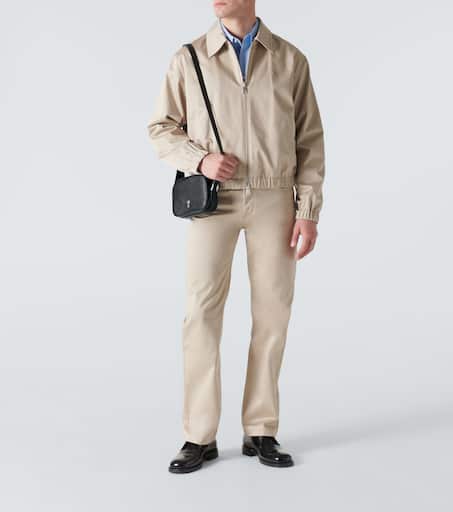 Cotton satin straight pants