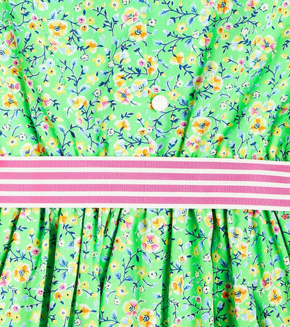 Bow-detail floral cotton poplin dress