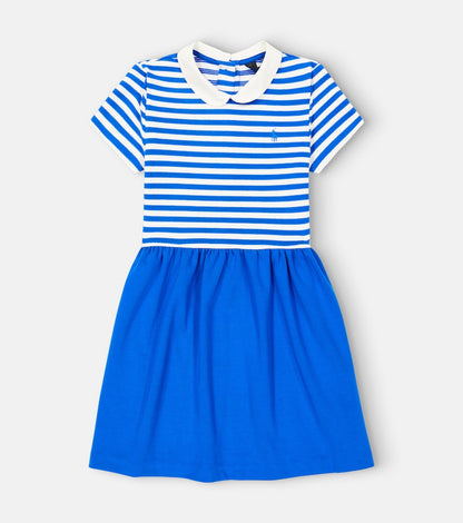 Striped cotton-blend dress