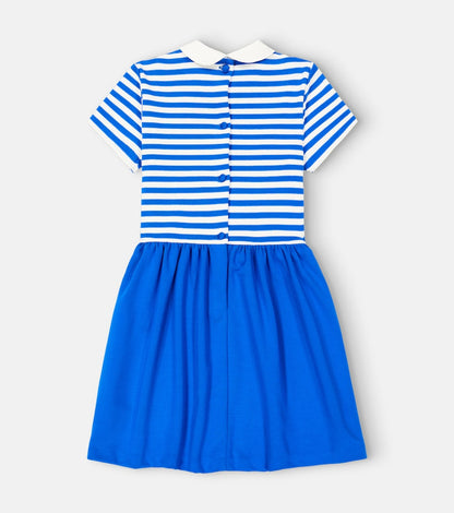 Striped cotton-blend dress