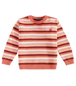 Face striped cotton sweater