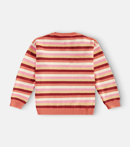 Face striped cotton sweater