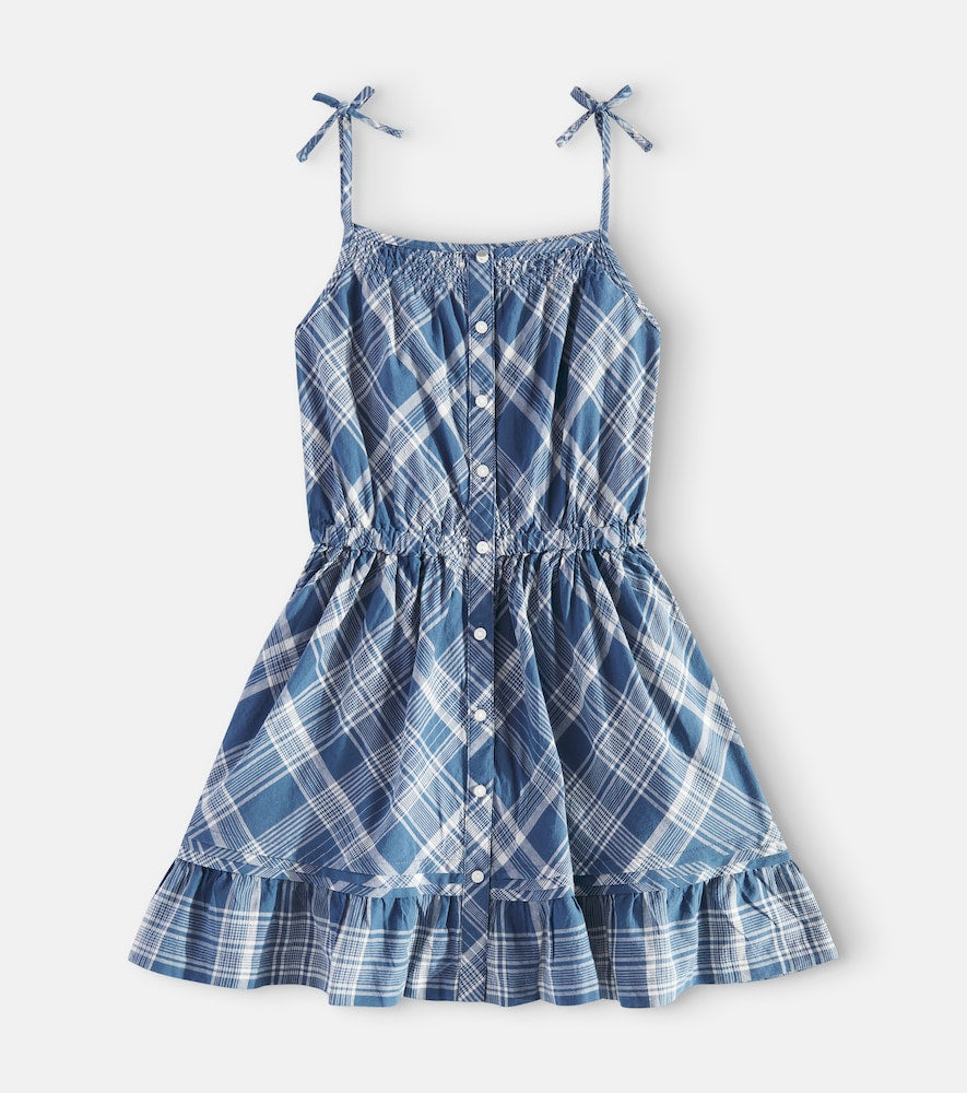 Ruffled checked cotton dress