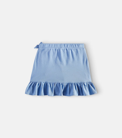 Bow-detail ruffled cotton skirt
