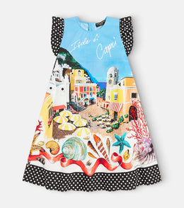 Capri printed cotton poplin dress