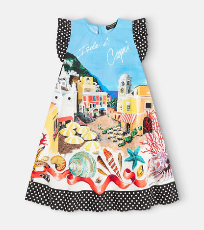 Capri printed cotton poplin dress