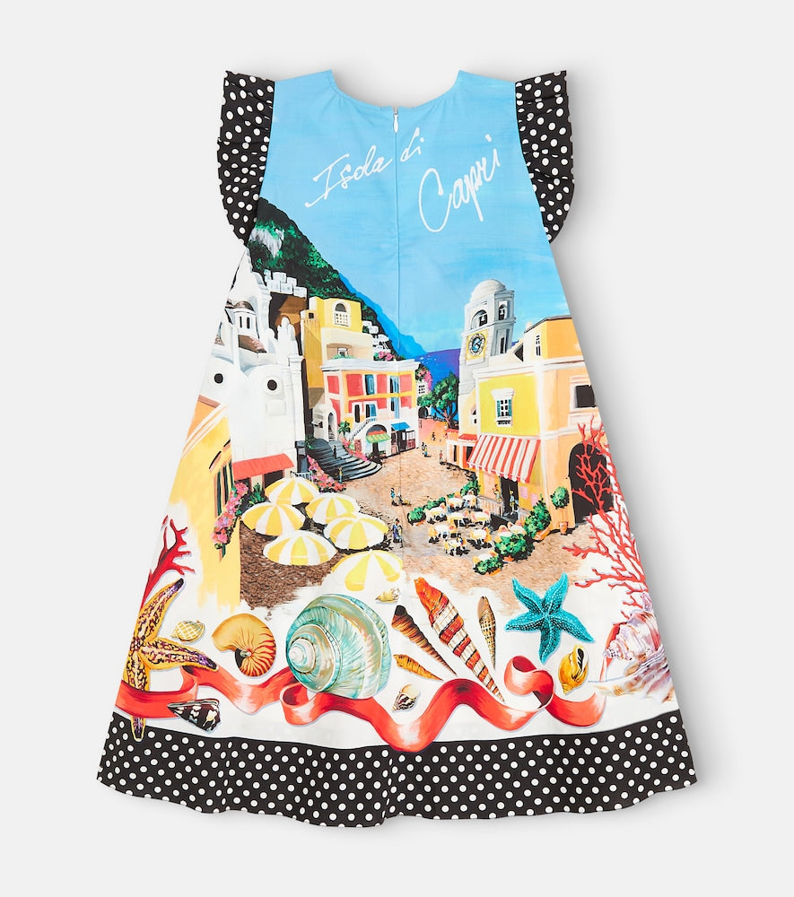 Capri printed cotton poplin dress