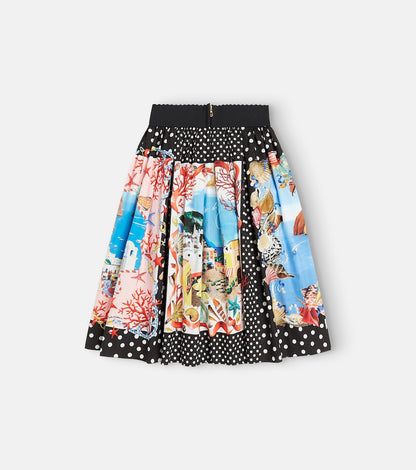 Capri printed cotton poplin skirt