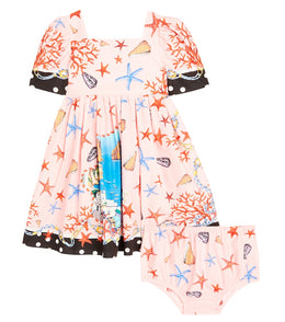 Baby Capri printed cotton dress and bloomers set