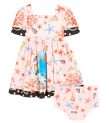 Baby Capri printed cotton dress and bloomers set