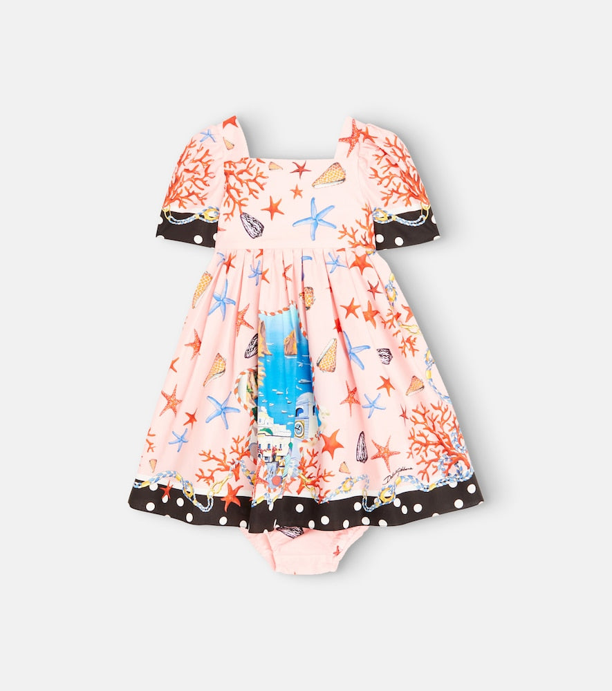 Baby Capri printed cotton dress and bloomers set