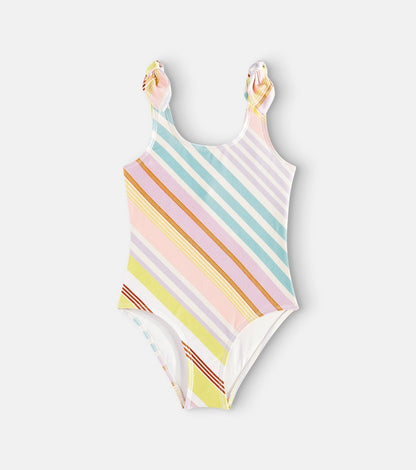 Halliday striped bow-detail swimsuit