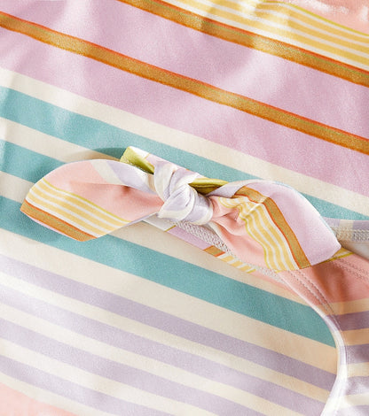 Halliday striped bow-detail swimsuit