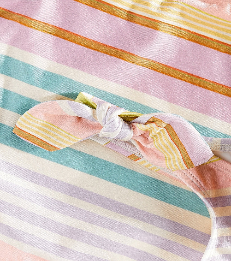 Halliday striped bow-detail swimsuit