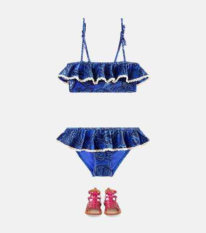 Ottie ruffled paisley bikini