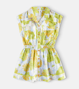 Pop floral cotton shirt dress