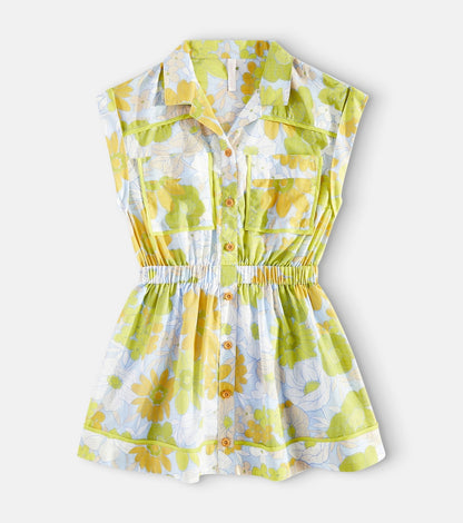 Pop floral cotton shirt dress