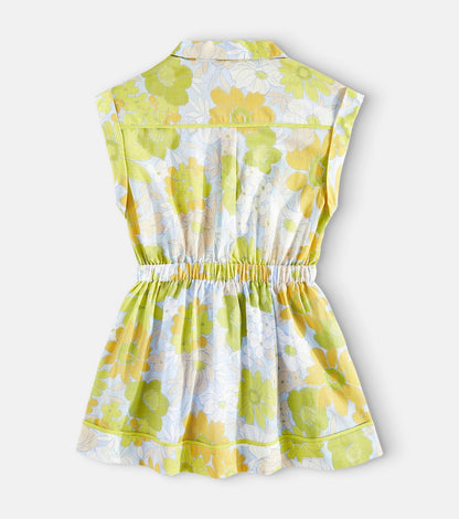 Pop floral cotton shirt dress