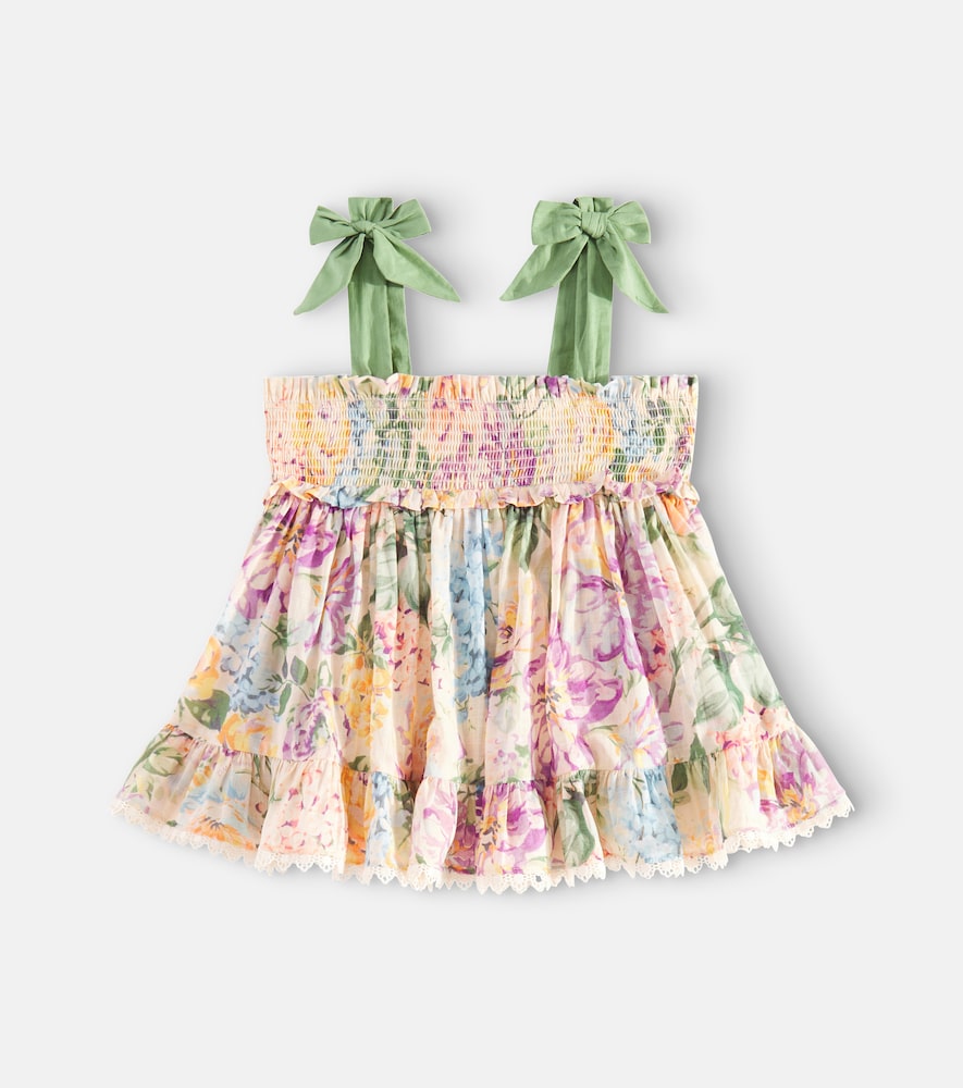 Halliday shirred floral cotton top