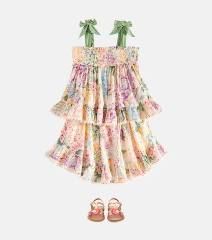 Halliday shirred floral cotton top