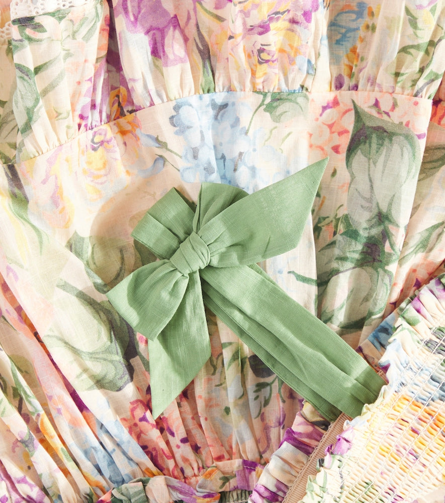 Halliday shirred floral cotton top
