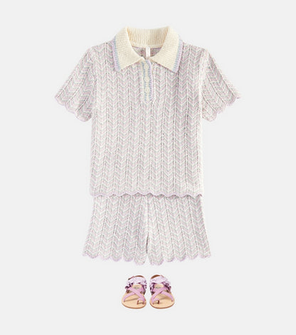 Halliday pointelle cotton-blend shorts
