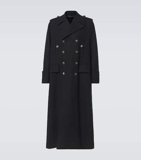 Double-breasted wool-blend coat