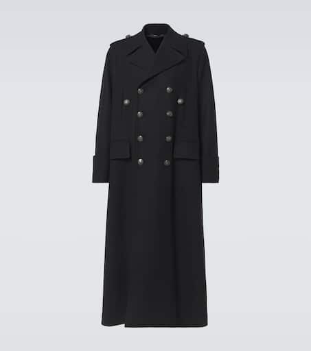 Double-breasted wool-blend coat