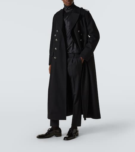 Double-breasted wool-blend coat
