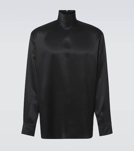 Turtleneck silk satin shirt