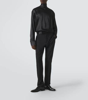 Turtleneck silk satin shirt
