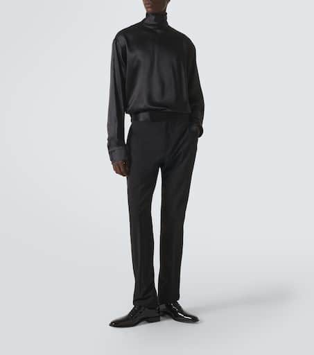 Turtleneck silk satin shirt