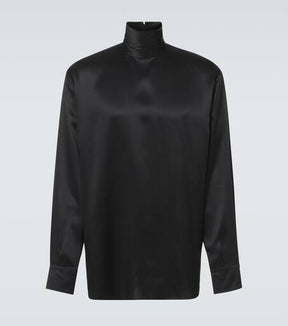 Turtleneck silk satin shirt