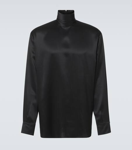 Turtleneck silk satin shirt