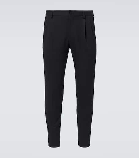 Wool-blend gabardine tuxedo pants