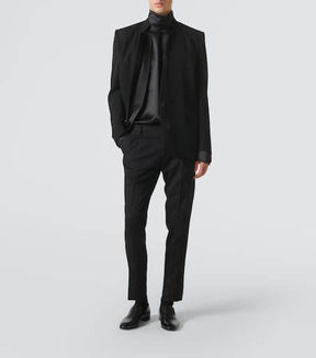 Wool-blend gabardine tuxedo pants