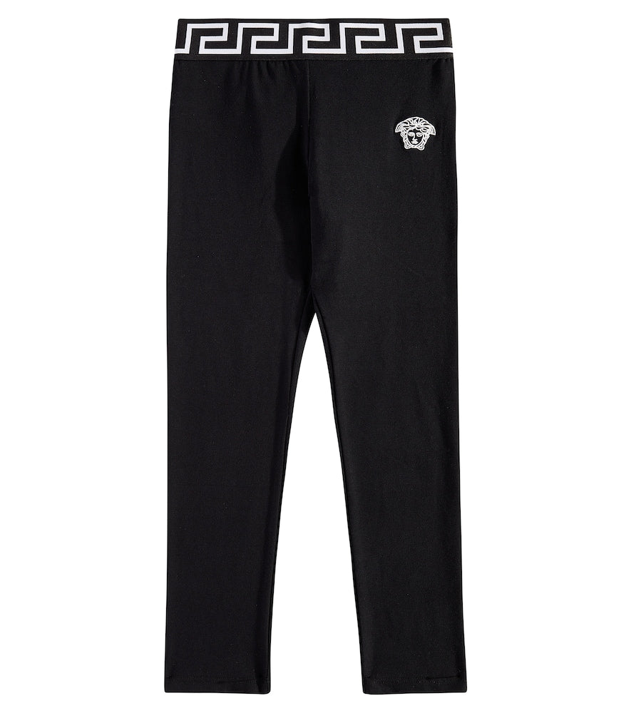 Greca cotton-blend jersey leggings