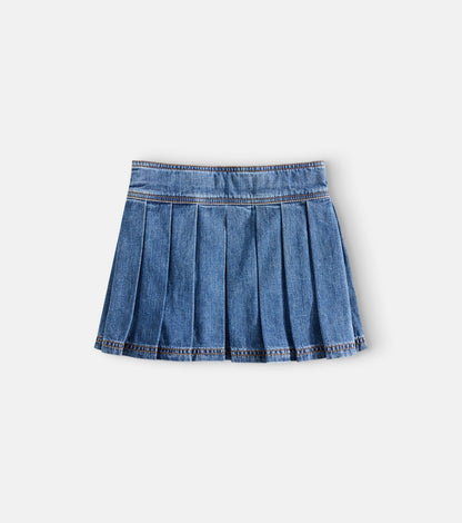 Pleated denim skirt