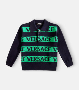 Logo wool polo sweater