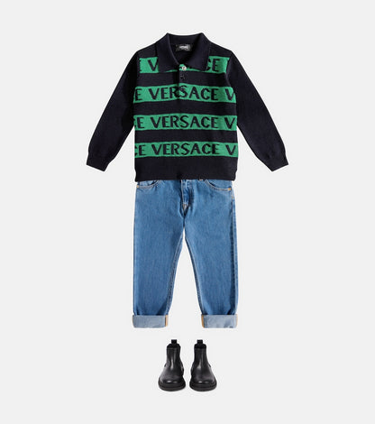 Logo wool polo sweater