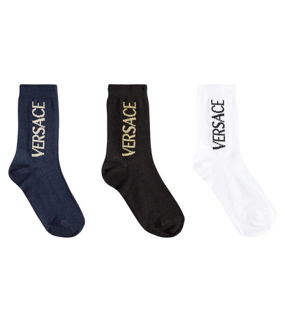 Set of 3 logo cotton-blend socks