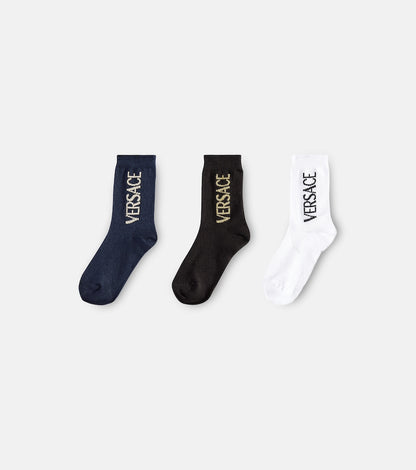 Set of 3 logo cotton-blend socks